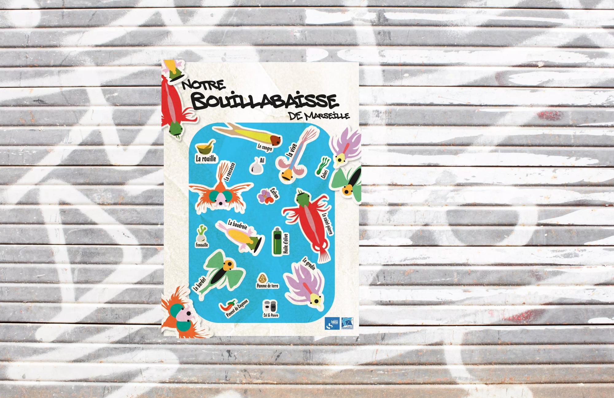AfficheMurGraffiti-NotreBouillabaisseDeMarseille-Cyan-MairieDeMarseille&FranceBleu