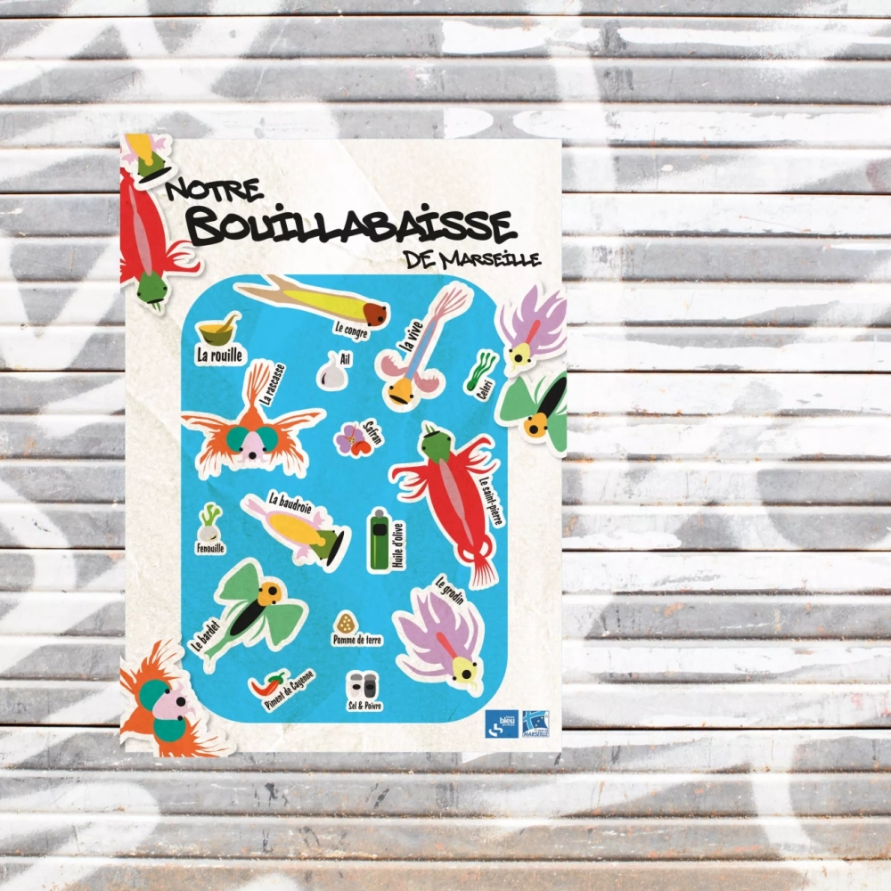 AfficheMurGraffiti-NotreBouillabaisseDeMarseille-Cyan-MairieDeMarseille&FranceBleu